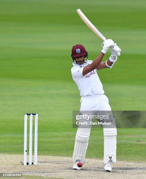 Shane Dowrich of West Indies plays a shot during Day Three of the Ruth Strauss Foundation Test, the Third Test in the #RaiseTheBat Series match...