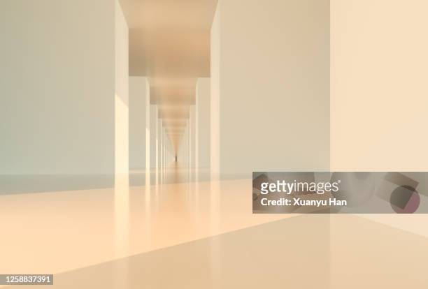 empty modern corridor - beige stock-fotos und bilder