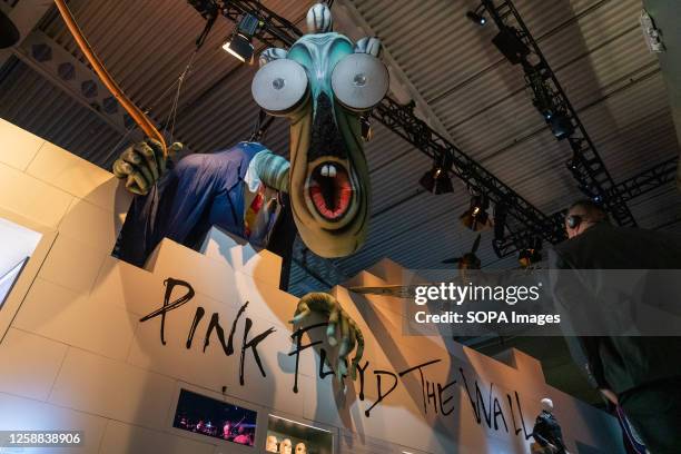 Artifacts from the album 'The Wall' on display at 'Pink Floyd - Their Mortal Remains' Exhibit at Better Living Center in Toronto. The Exhibit is a...