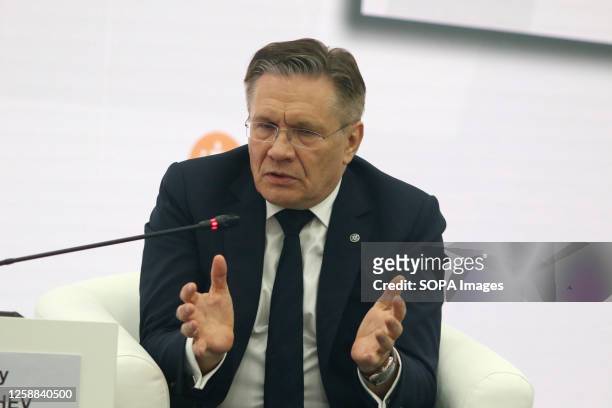 Alexey Likhachev, Director General, State Atomic Energy Corporation ROSATOM attends a session on Multipolarity and Connectedness as a New Paradigm of...