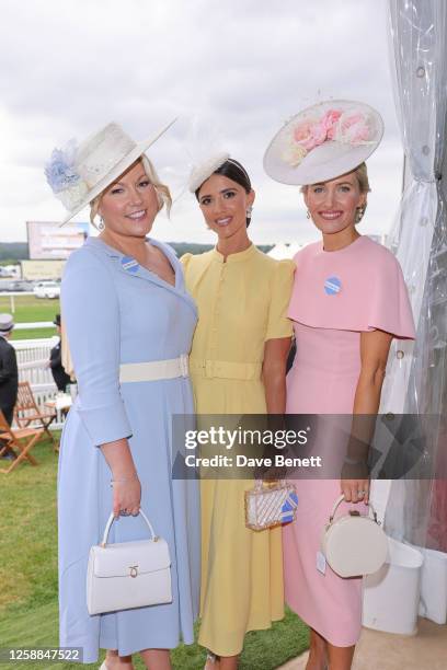 Natalie Rushdie, Lucy Mecklenburgh and Laura-Ann Barr attend day one of Royal Ascot 2023 at Ascot Racecourse on June 20, 2023 in Ascot, England.