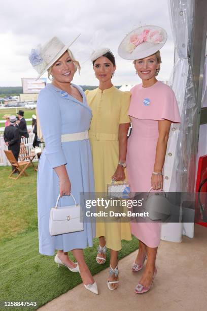 Natalie Rushdie, Lucy Mecklenburgh and Laura-Ann Barr attend day one of Royal Ascot 2023 at Ascot Racecourse on June 20, 2023 in Ascot, England.