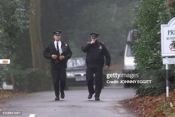 Security police continue to patrol the private estate where former Chilean dictator Gen. Augusto Pinochet is staying 09 December prior to him...