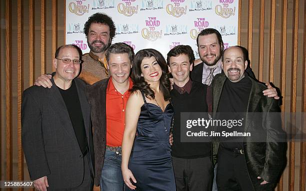 Composer Stephen Cole, Actors Bill Nolte, James Beaman, Sarah Stiles, Keith Gerchak, Bruce Warren and composer David Krane attend the Off-Broadway...