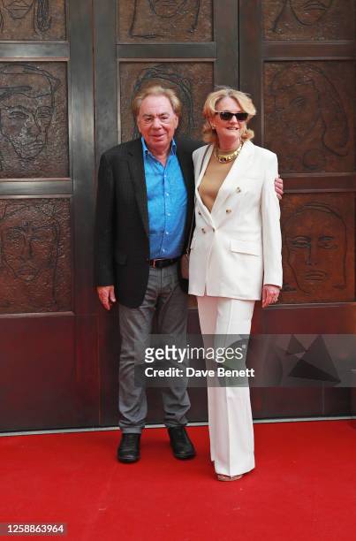 Lord Andrew Lloyd Webber and Lady Madeleine Lloyd Webber attend the National Portrait Gallery's reopening in front of "The Doors" , a new commission...