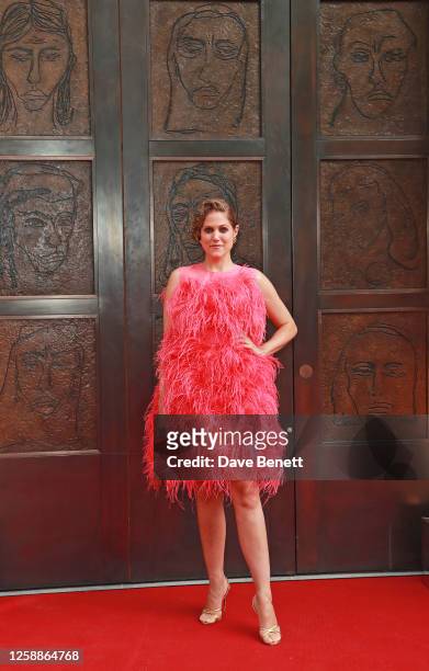 Charity Wakefield attends the National Portrait Gallery's reopening in front of "The Doors" , a new commission by Tracey Emin CBE RA, on June 20,...