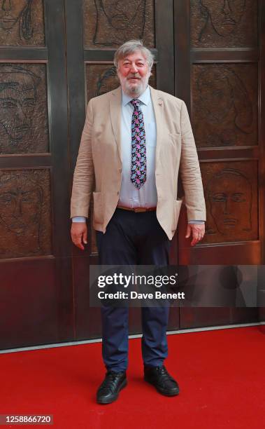 Stephen Fry attends the National Portrait Gallery's reopening in front of "The Doors" , a new commission by Tracey Emin CBE RA, on June 20, 2023 in...