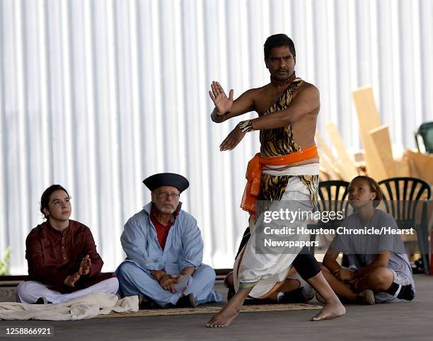 Joaquin Viera playing"Ling", Tim Freeman "Ling's dad", and Natasha Wright watch as Satya Narendrula dances the Shiva Tandava dance during the dress...