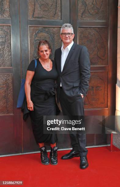 Tracey Emin and Jay Jopling attend the National Portrait Gallery's reopening in front of "The Doors" , a new commission by Tracey Emin CBE RA, on...