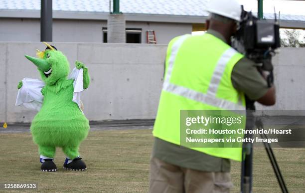"Swatson" the Sugar Land Skeeters mascot has a bit of fun with a photographer on Constellation Field, the new home of the Sugar Land Skeeters,...