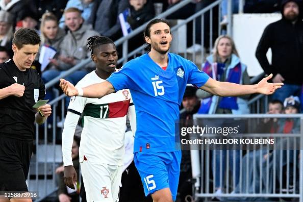 Iceland's midfielder Willum Thor Willumsson reacts after having been