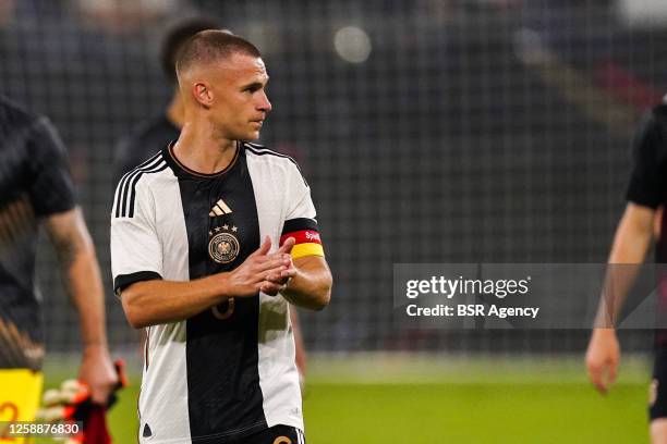 Joshua Kimmich of Germany looks dejected after defeat during the International Friendly match between Germany and Colombia at the Veltins-Arena on...