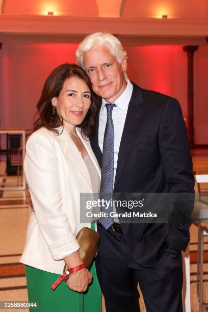 Tara Lynn Orr and Philippe Brenninkmeyer attend the Deutscher Hörfilmpreis 2023 at Deutsche Telekom's representative office on June 20, 2023 in...