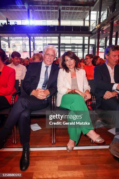 Philippe Brenninkmeyer and Tara Lynn Orr attend the Deutscher Hörfilmpreis 2023 at Deutsche Telekom's representative office on June 20, 2023 in...