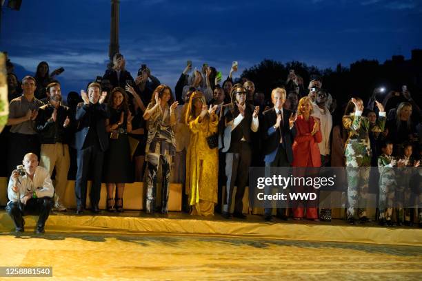 Pietro Beccari, Zendaya, Beyonce, Jay Z, and Bernard Arnault at the Louis Vuitton Spring 2024 Menswear Collection Runway Show on June 20, 2023 in...