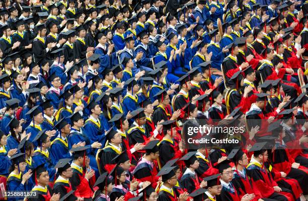 General view of the 2023 graduation ceremony of China University of Petroleum in Qingdao, Shandong Province, China, June 20, 2023. Thousands of...
