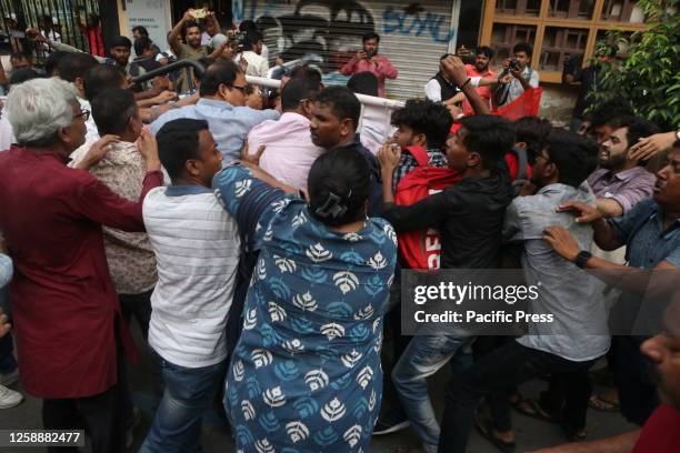 Communist Party of India (CPI members protest against the violence and murder of a CPI party member at Chopra, North Dinajpur during last day of...