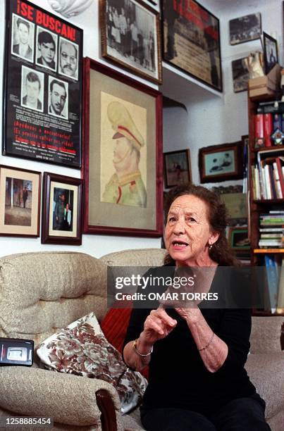 Rosario Ibarra de Piedra, leader of the Committee for the Defense of Prisoners, Disappeared, and Political Exiles of Mexico, speaks during an...