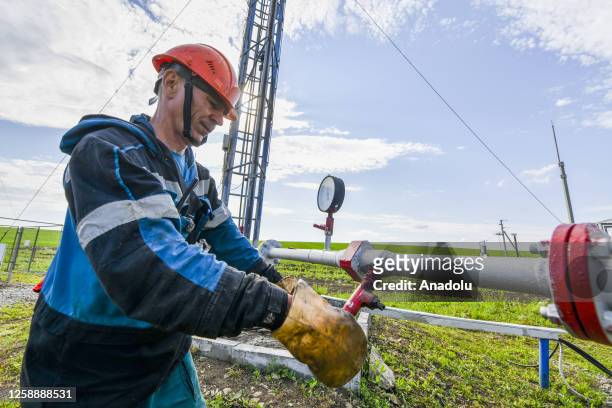 Worker in the process of the oil production stages at the facilities of Tatneft, an oil company operating in Tatarstan, Russia on June 04, 2023....