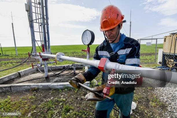 Worker in the process of the oil production stages at the facilities of Tatneft, an oil company operating in Tatarstan, Russia on June 04, 2023....