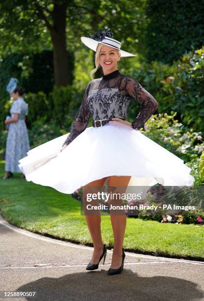 Presenter Leonna Mayor poses for photographs during day two of Royal Ascot at Ascot Racecourse, Berkshire. Picture date: Wednesday June 21, 2023.