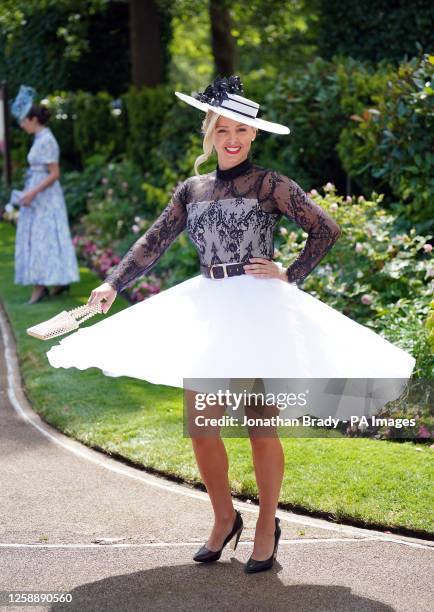 Presenter Leonna Mayor poses for photographs during day two of Royal Ascot at Ascot Racecourse, Berkshire. Picture date: Wednesday June 21, 2023.