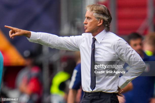 Coach Roberto Mancini of Italy gestures during the Netherlands v Italy - UEFA Nations League 2022/23 Third-place match between Netherlands and Italy...