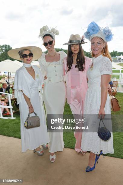 Pips Taylor, Stephanie Waxberg, Sarah Ann Macklin and Camilla Kerslake attend day two of Royal Ascot 2023 at Ascot Racecourse on June 20, 2023 in...