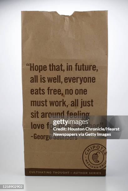 For Bookish column on the new bags and cups at Chipotle that carry words of wisdom from writers, comedians and filmmakers, including Toni Morrison,...