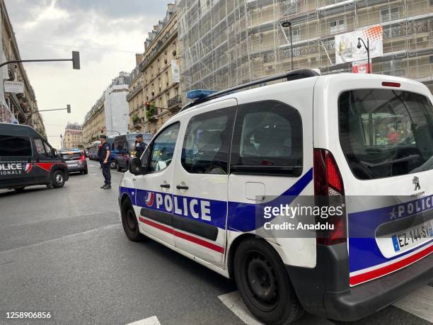 Police take security measures after the massive explosion in Paris, France on June 21, 2023. At least seven people were seriously injured in a...