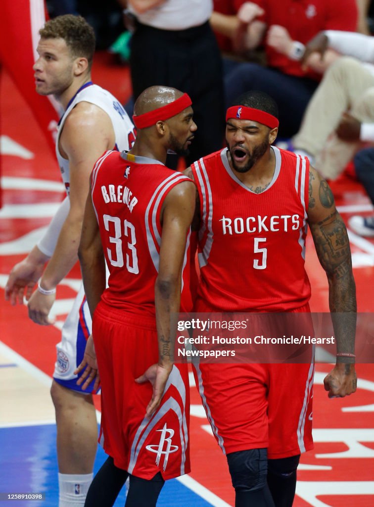 Josh Smith Rockets Tenure Houston Rockets forward Josh Smith and guard Corey Brewer react to a ...