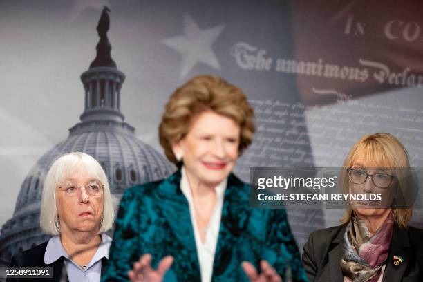 Senator Patty Murray , US Senator Debbie Stabenow , and US Senator Maggie Hassan hold news conference on the upcoming anniversary of the Supreme...