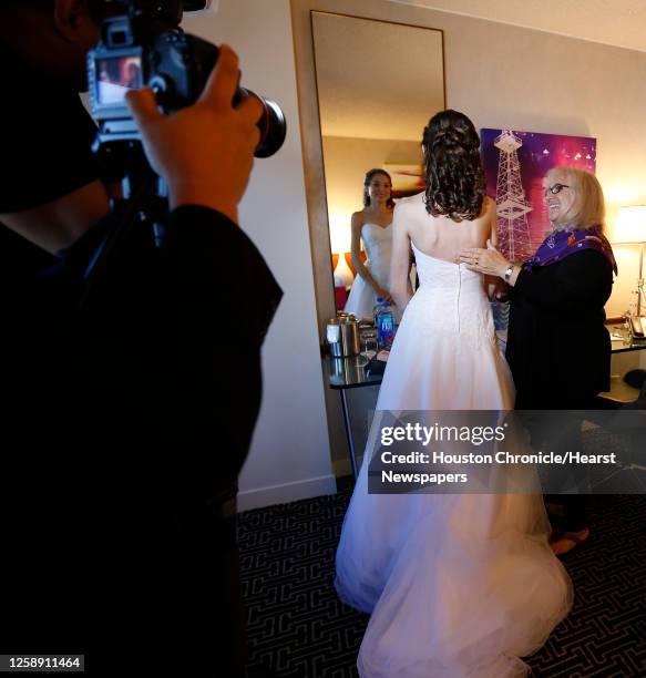 Catherine has a moment with her wedding planner Jo Ann S. Woodward, with Schwartz & Woodward before the start of her "Wish Upon a Wedding" wedding at...