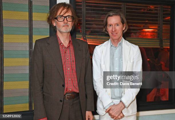 Jarvis Cocker and Wes Anderson make a surprise appearance at the "Asteroid City" exhibition celebrating the director's latest film at 180 The Strand...