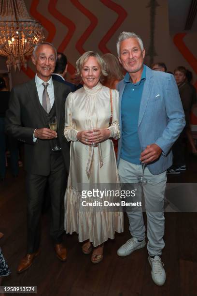 Andrew Ridgeley, Shirlie Holliman and Martin Kemp attend a special screening and Q&A for 'WHAM!' at The Ham Yard Hotel on June 21, 2023 in London,...