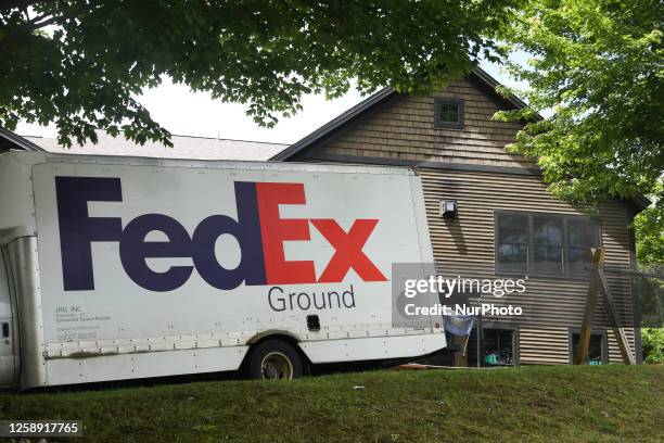 FedEx truck is seen in Stowe, United States on June 19, 2023.