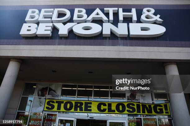 Bed Bath &amp; Beyond logo is seen on the shop in Williston, United States on June 19, 2023.