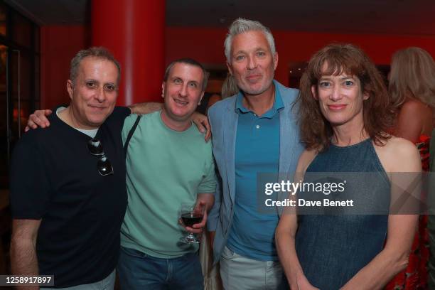 Simon Halfon, guest, Martin Kemp and Kate Townsend attend a special screening and Q&A for 'WHAM!' at The Ham Yard Hotel on June 21, 2023 in London,...