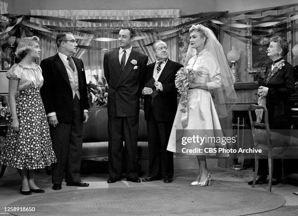 Our Miss Brooks. A CBS television situation comedy. Episode, June Bride. Originally broadcast June 26, 1953. Left to right, Gloria McMillan ; Gale...