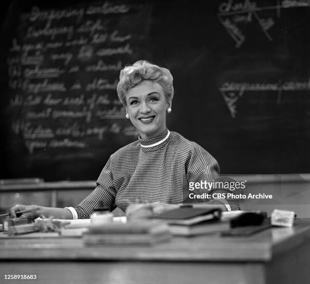 Our Miss Brooks. A CBS television situation comedy. Episode, The Stolen Wardrobe. Originally broadcast June 5, 1953. Pictured is Eve Arden .
