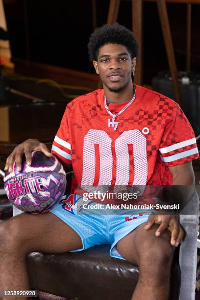 Draft Prospect, Scoot Henderson poses for a photo during media availability and circuit as part of the 2023 NBA Draft on June 21, 2023 at the Westin...