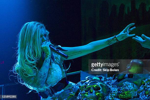 Lead singer Maria Brink of In the Moment performs at the Mississipi Coast Coliseum on February 5, 2011 in Biloxi City.