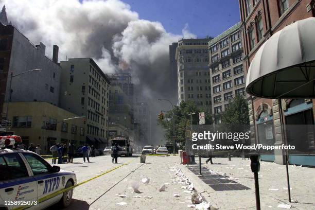 Scenes at Ground Zero in Lower Manhattan, New York, after two commercial aircraft flew into the World Trade Center twin towers. The attack caused the...