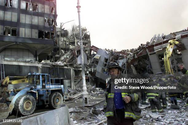 Scenes at Ground Zero in Lower Manhattan, New York, after two commercial aircraft flew into the World Trade Center twin towers. The attack caused the...