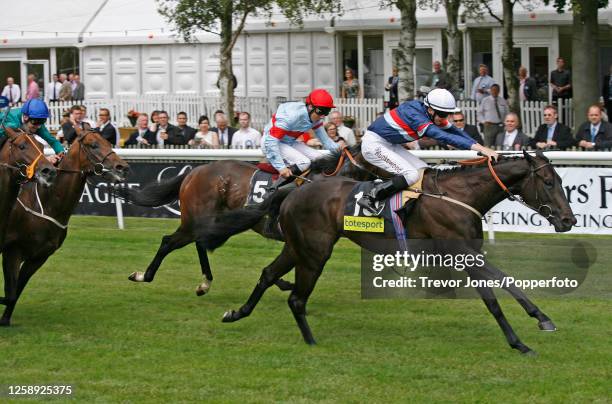 Jockey David Probert riding Fireback winning the totesport.com Stakes at Newmarket July Course, 7th July 2010. Placed second Irish Jockey riding...