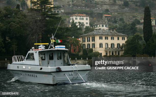 Guardia di Finanza" boat patrols near George Clooney's Italian home, Villa Oleandra, at Lake Como's south-western shores, in Laglio, just 5 Kms from...