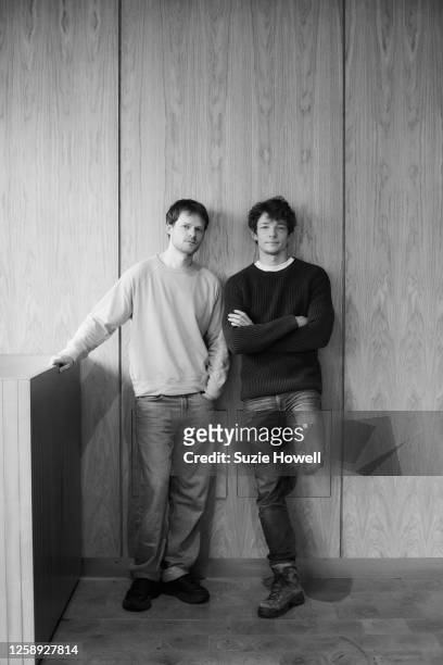 Actors Lucas Hedges and Mike Faist is photographed for the New York Times on May 5, 2023 in London, England.