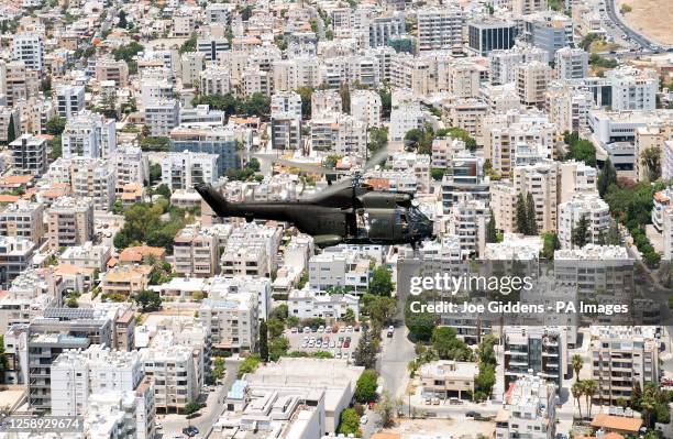 Puma helicopter from 84 Squadron based at RAF Akrotiri in Cyprus, flies over Limassol during a training exercise. The unit are responsible for...