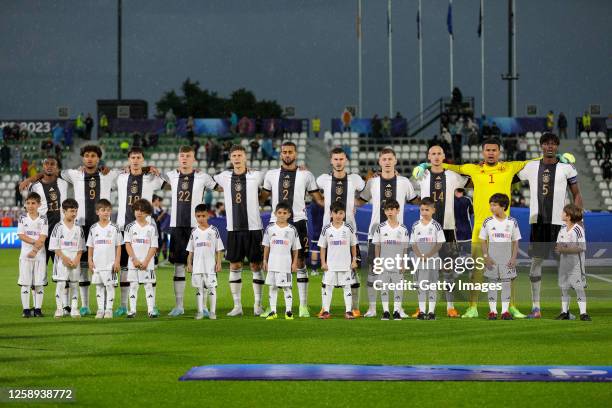 German Players line up prior to the UEFA Under-21 Euro 2023 match between Germany and Israel on June 22, 2023 in Kutaisi, Georgia.