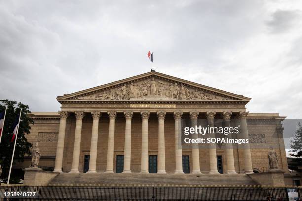 Facade of the Palais Bourbon which houses the National Assembly. Questions session for the government of Elisabeth Borne in the National Assembly, at...